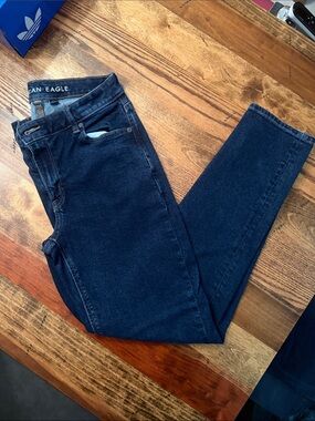 American Eagle Outfitters Dark Indigo Straight Leg MOM Jeans